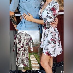 Charlotte Russe White Floral Long Sleeve Dress